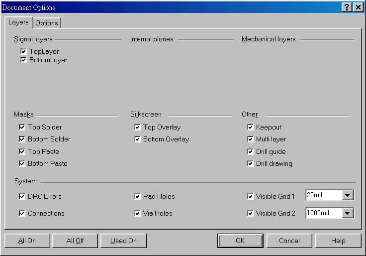 在主功能列，Design >> Option，打開Document Option設(shè)置環(huán)境