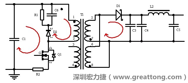 元件布局的時候，要優(yōu)先考慮高頻脈沖電流和大電流的環(huán)路面積，盡可能地減小,以抑制開關(guān)電源的輻射干擾