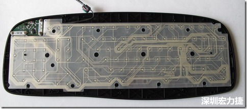 現(xiàn)在的電腦鍵盤拆開被蓋后就只看到一片約5mmx3mm的電路板及兩片取代原本電路板的PTF。