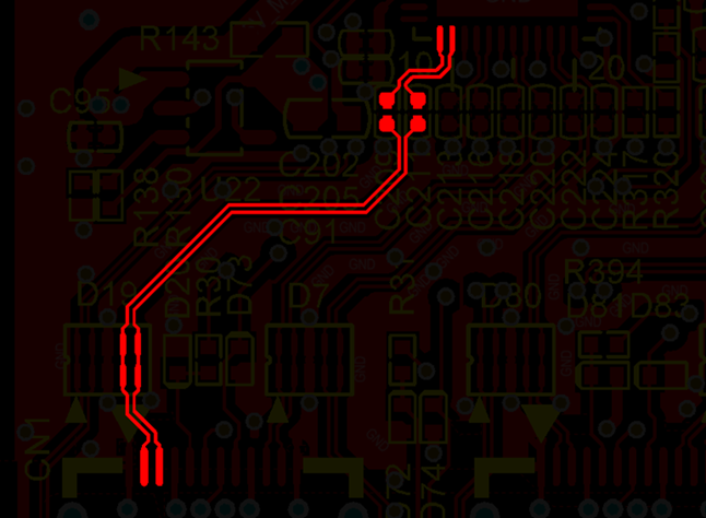 差分線盡量走等長線、等距，避免時序偏差及共模干擾